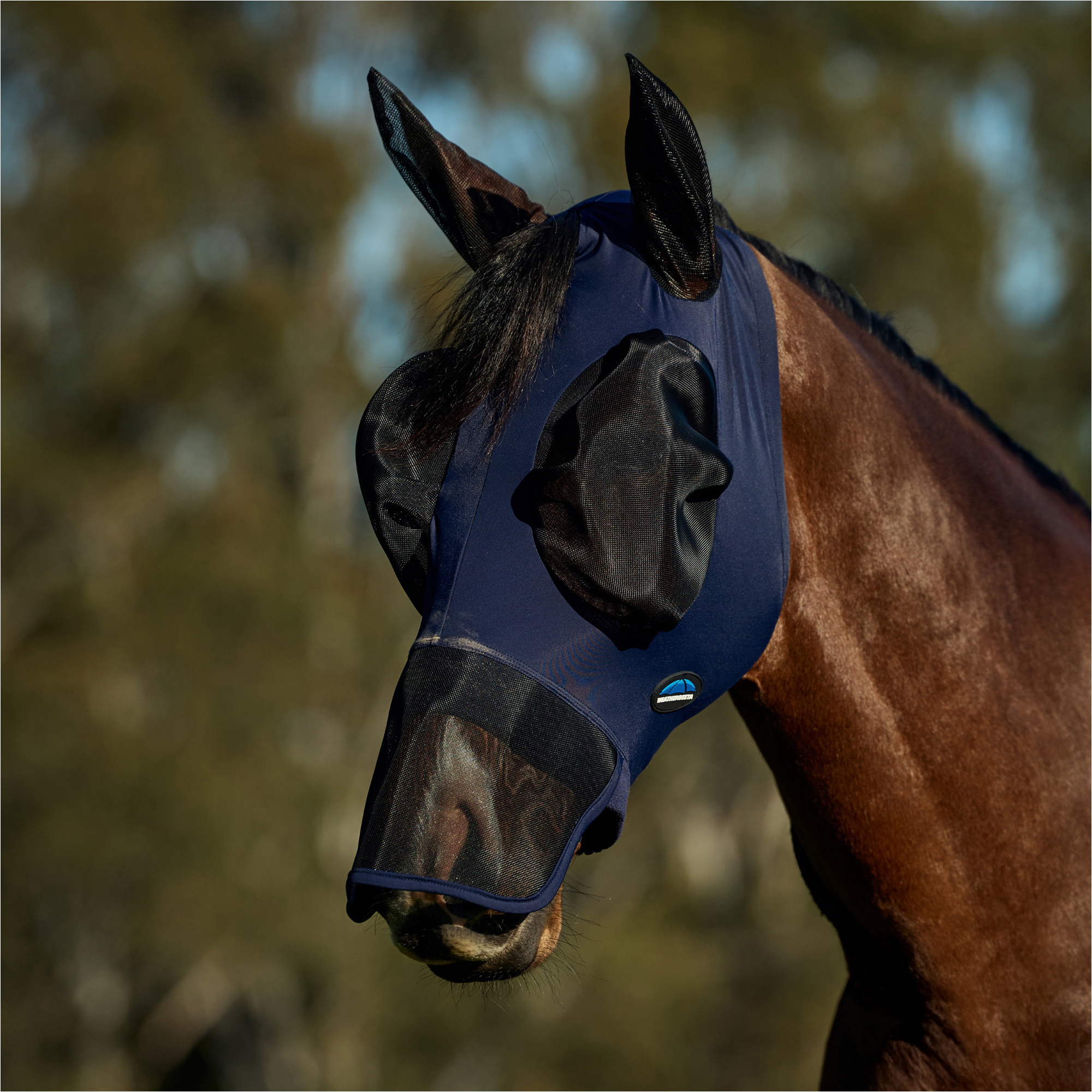 2026 WeatherBeeta Comfitec Luxe Stretch Fly Mask With Ears & Nose 1029738 - Navy / Schwarz